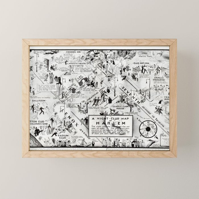 1932 Night-Club Map of Harlem, NY Centerfold from Manhattan Weekly by Elmer Simms Campbell Mini Art Print