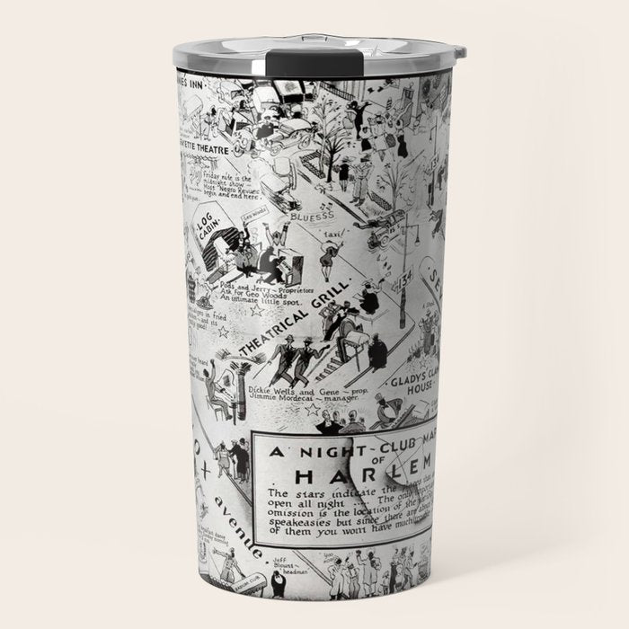 1932 Night-Club Map of Harlem, NY Centerfold from Manhattan Weekly by Elmer Simms Campbell Travel Mug