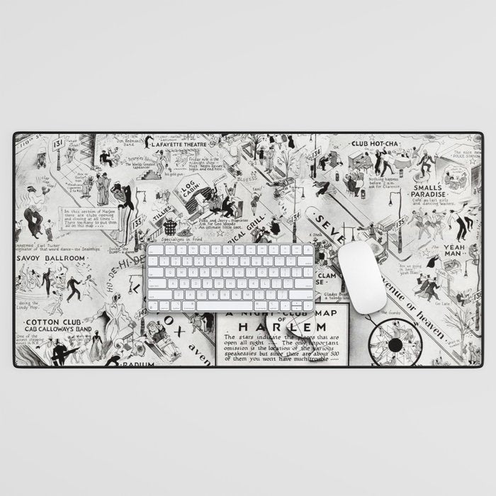 1932 Night-Club Map of Harlem, NY Centerfold from Manhattan Weekly by Elmer Simms Campbell Desk Mat