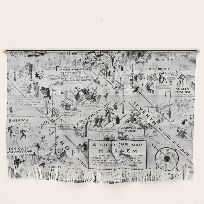 1932 Night-Club Map of Harlem, NY Centerfold from Manhattan Weekly by Elmer Simms Campbell Wall Hanging