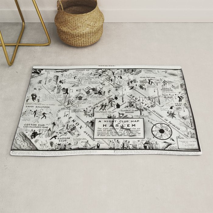 1932 Night-Club Map of Harlem, NY Centerfold from Manhattan Weekly by Elmer Simms Campbell Rug