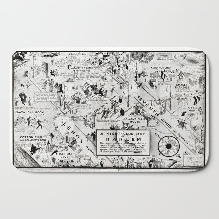 1932 Night-Club Map of Harlem, NY Centerfold from Manhattan Weekly by Elmer Simms Campbell Bath Mat
