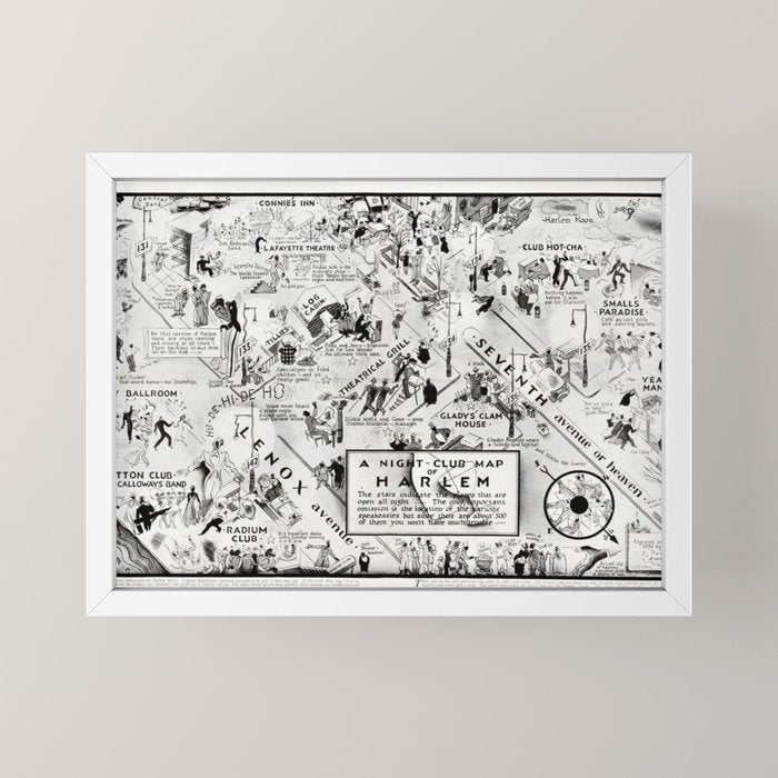 1932 Night-Club Map of Harlem, NY Centerfold from Manhattan Weekly by Elmer Simms Campbell Mini Art Print