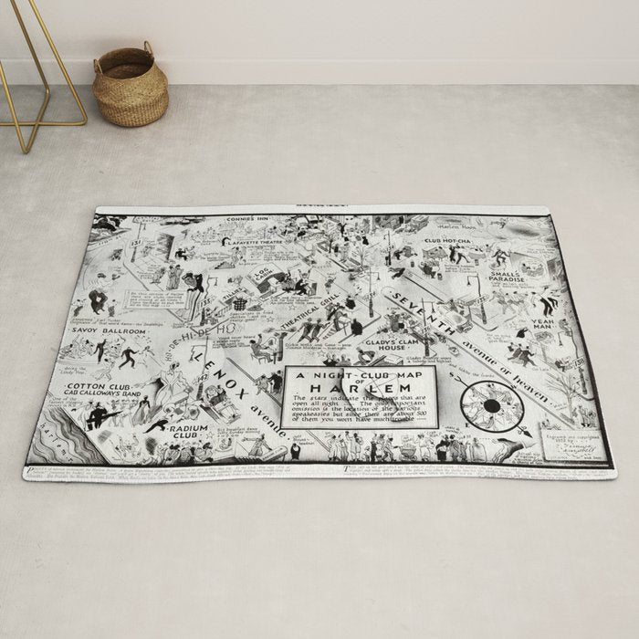 1932 Night-Club Map of Harlem, NY Centerfold from Manhattan Weekly by Elmer Simms Campbell Rug