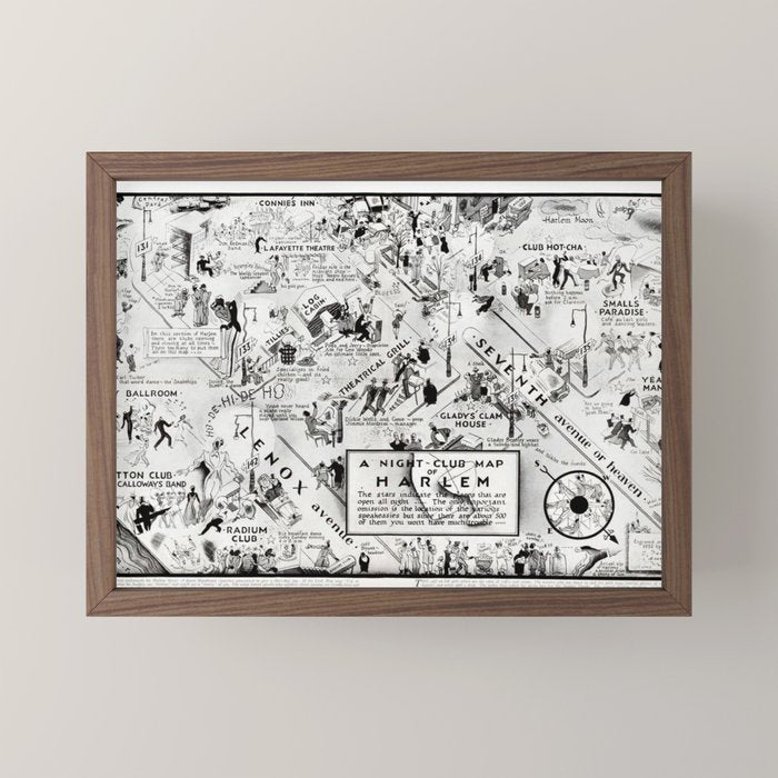 1932 Night-Club Map of Harlem, NY Centerfold from Manhattan Weekly by Elmer Simms Campbell Mini Art Print