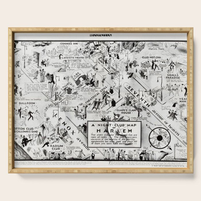 1932 Night-Club Map of Harlem, NY Centerfold from Manhattan Weekly by Elmer Simms Campbell Serving Tray