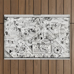 1932 Night-Club Map of Harlem, NY Centerfold from Manhattan Weekly by Elmer Simms Campbell Outdoor Rug