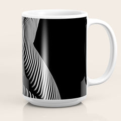 0721s-MM BW Fine Art Nude Tiger Striped Woman on Her Knees Coffee Mug