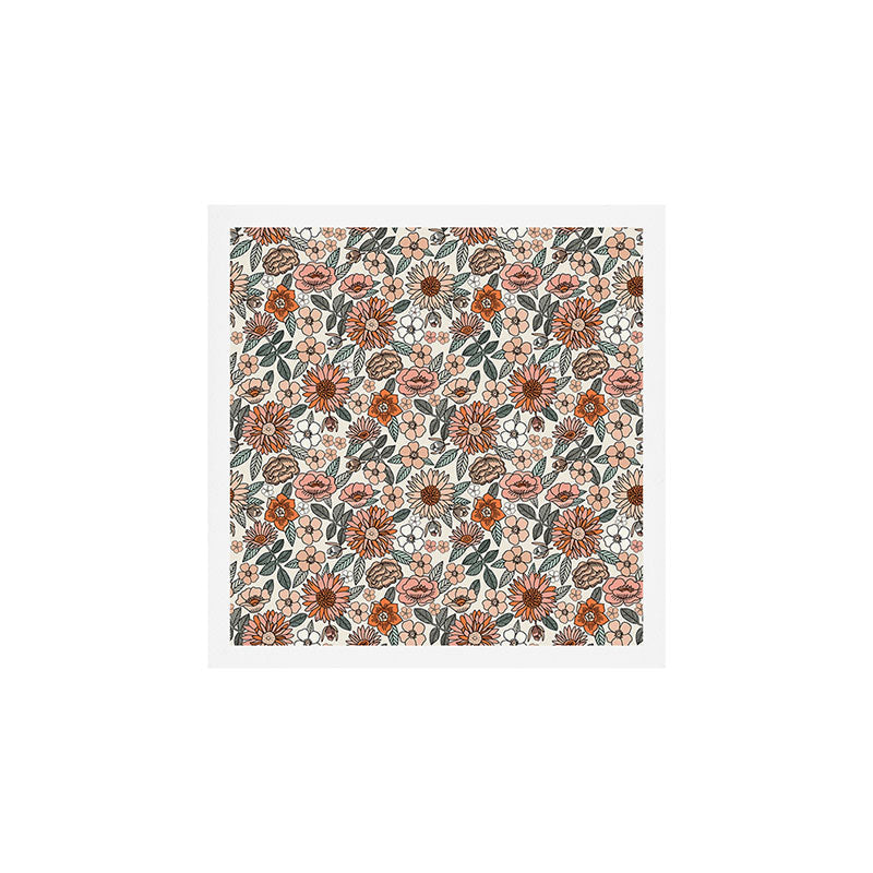 70s flowers - 70s, retro, spring, floral, florals, floral pattern, retro flowers, boho, hippie, earthy, muted Art Print