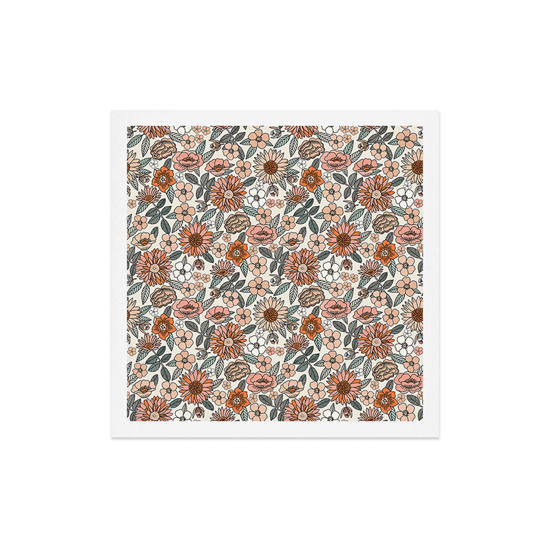 70s flowers - 70s, retro, spring, floral, florals, floral pattern, retro flowers, boho, hippie, earthy, muted Art Print