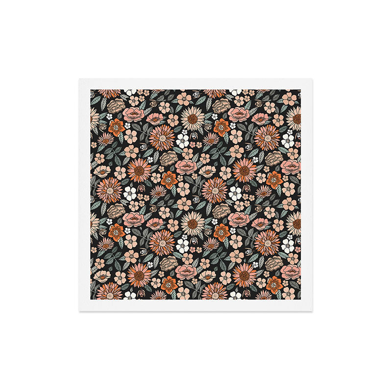 70s flowers - 70s, retro, spring, floral, florals, floral pattern, retro flowers, boho, hippie, earthy, muted Art Print
