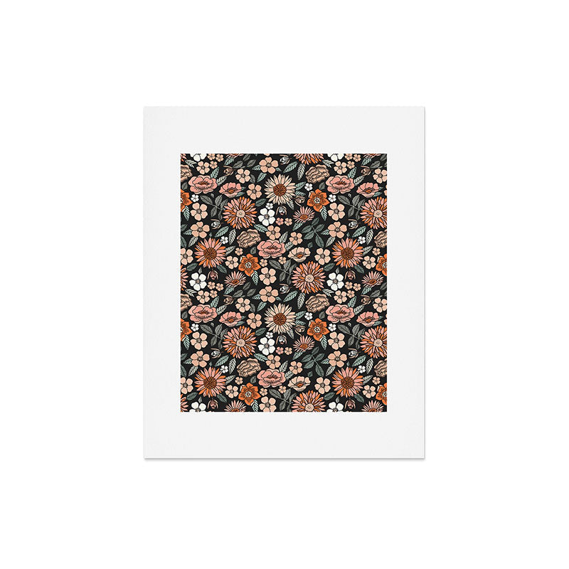 70s flowers - 70s, retro, spring, floral, florals, floral pattern, retro flowers, boho, hippie, earthy, muted Art Print