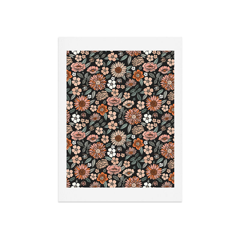 70s flowers - 70s, retro, spring, floral, florals, floral pattern, retro flowers, boho, hippie, earthy, muted Art Print