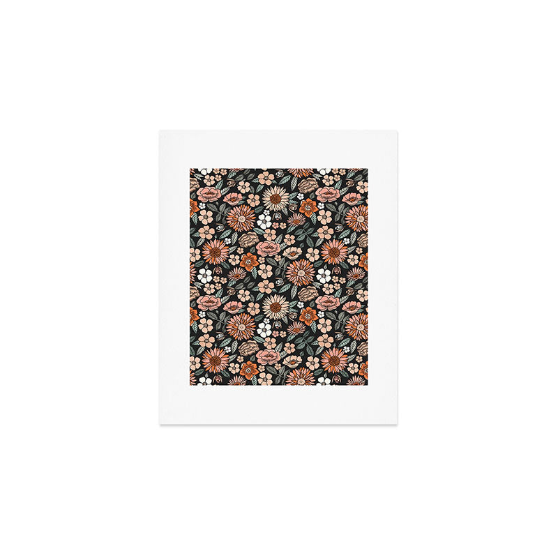 70s flowers - 70s, retro, spring, floral, florals, floral pattern, retro flowers, boho, hippie, earthy, muted Art Print