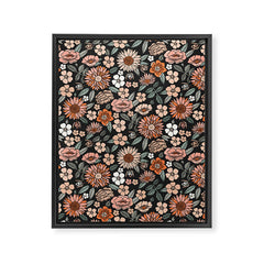 70s flowers - 70s, retro, spring, floral, florals, floral pattern, retro flowers, boho, hippie, earthy, muted Framed Canvas Print