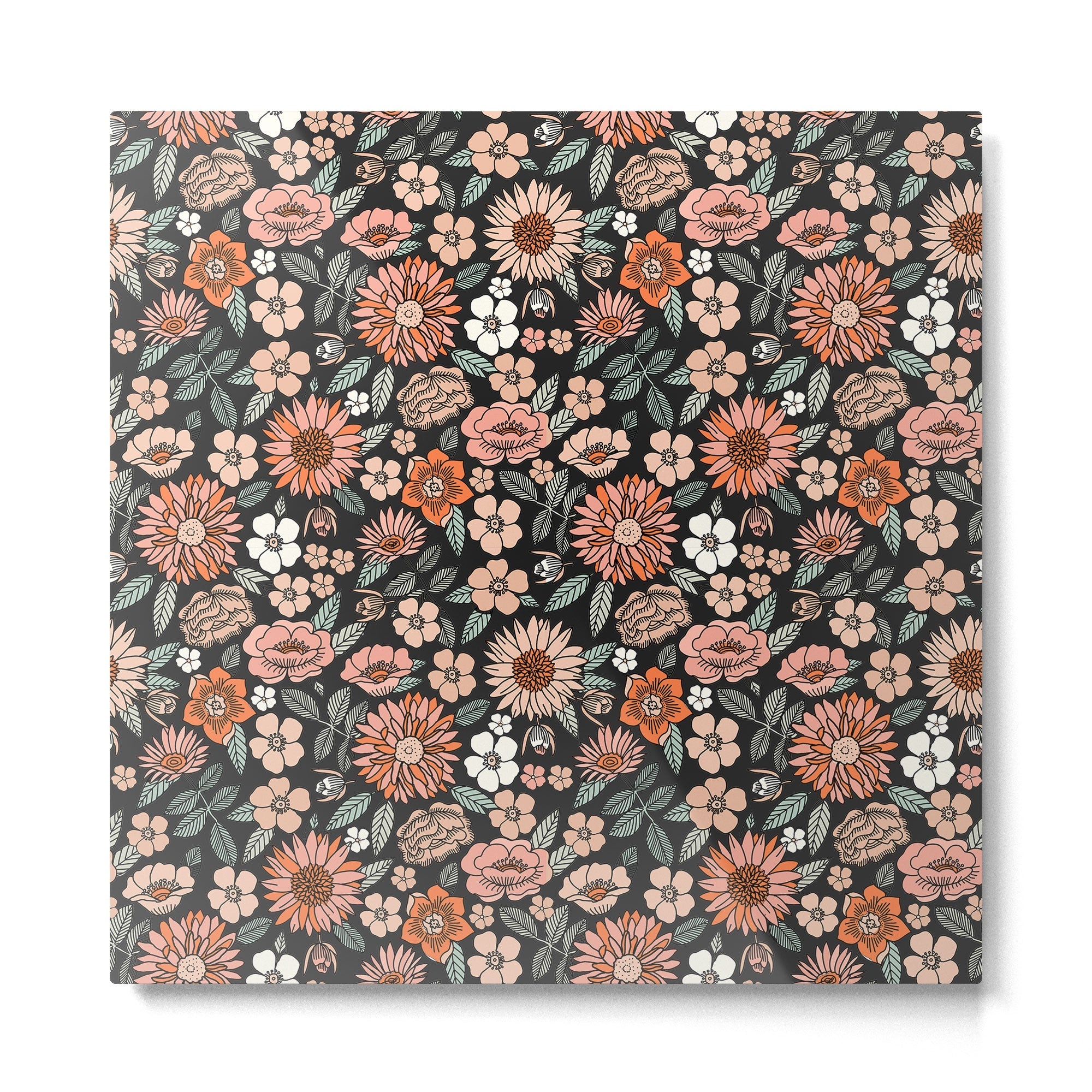 70s flowers - 70s, retro, spring, floral, florals, floral pattern, retro flowers, boho, hippie, earthy, muted Metal Print