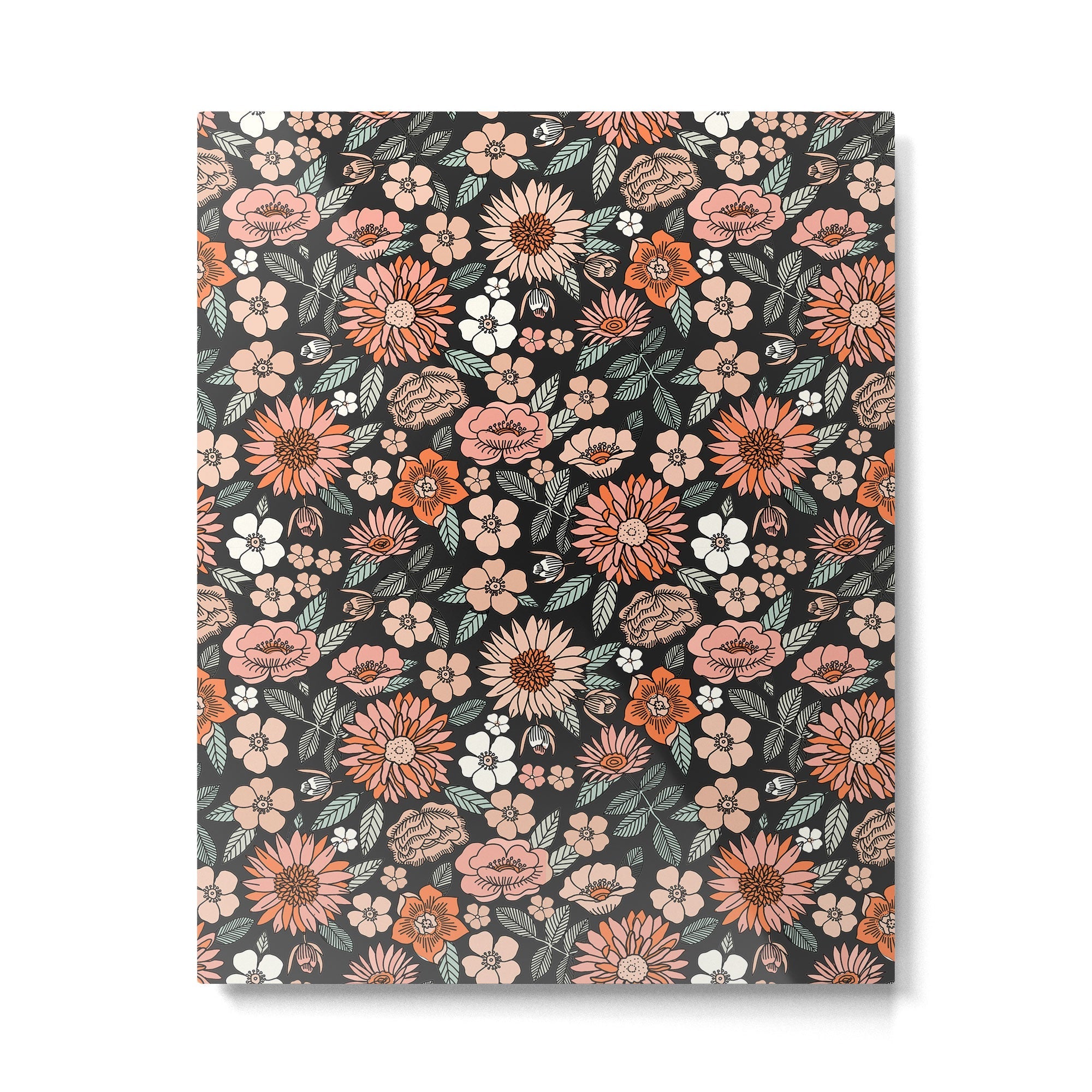 70s flowers - 70s, retro, spring, floral, florals, floral pattern, retro flowers, boho, hippie, earthy, muted Metal Print