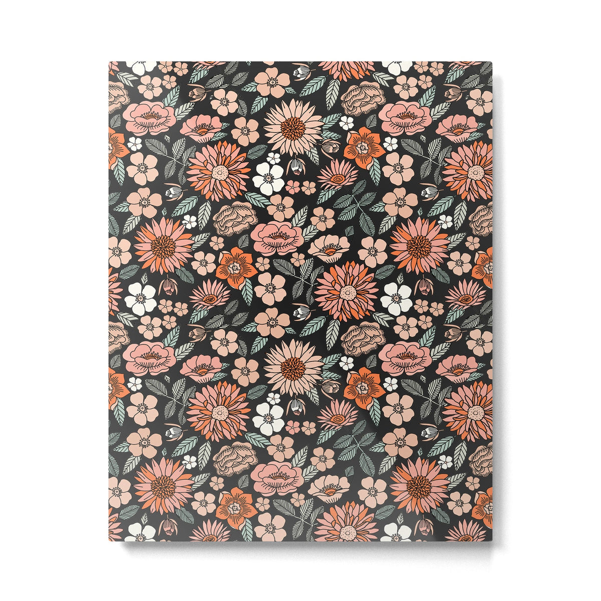70s flowers - 70s, retro, spring, floral, florals, floral pattern, retro flowers, boho, hippie, earthy, muted Metal Print
