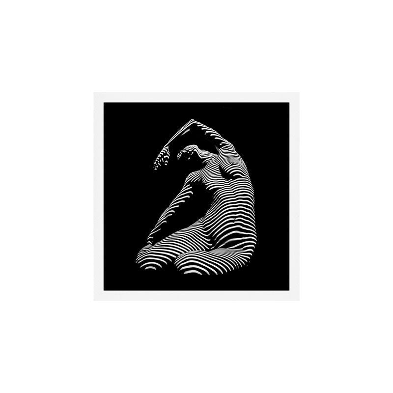 0077s-DJA Abstract Photograph of Seated Woman Striped by Light and Shade Art Print