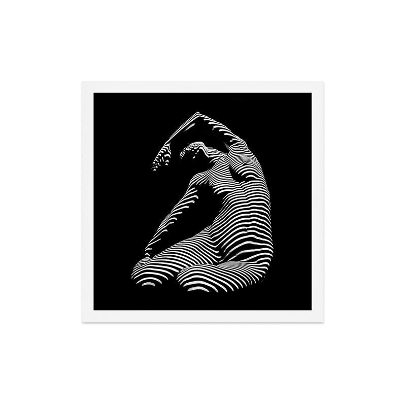 0077s-DJA Abstract Photograph of Seated Woman Striped by Light and Shade Art Print