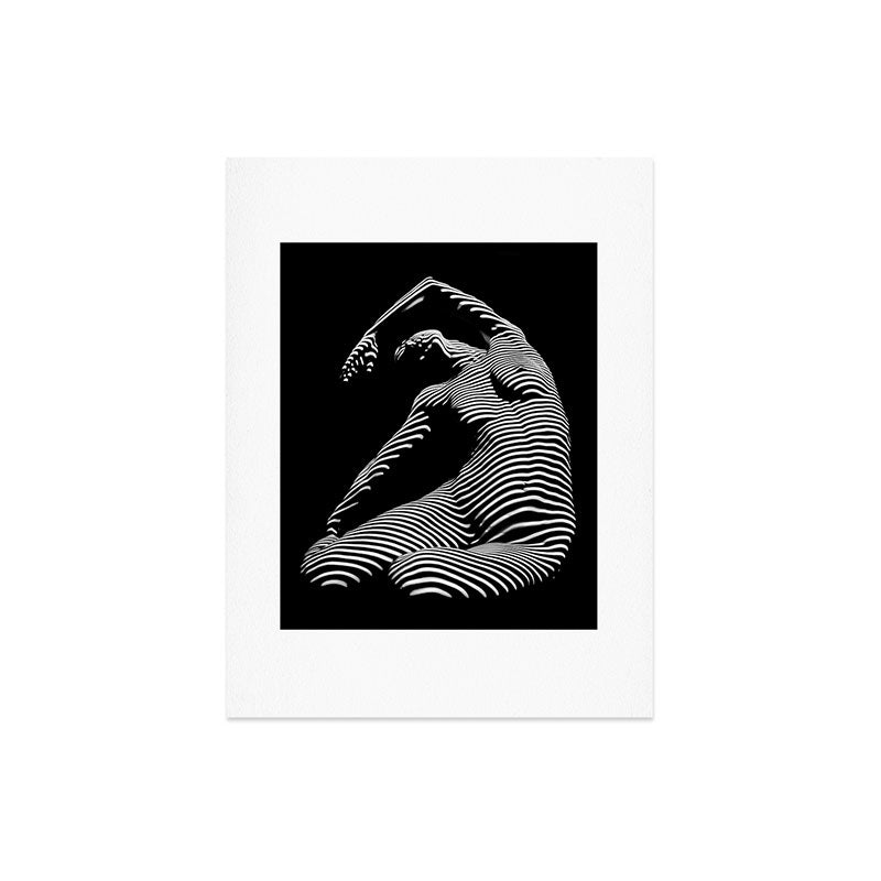 0077s-DJA Abstract Photograph of Seated Woman Striped by Light and Shade Art Print