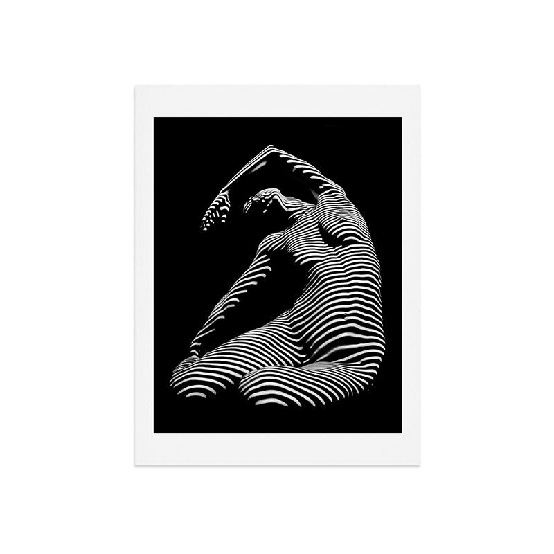 0077s-DJA Abstract Photograph of Seated Woman Striped by Light and Shade Art Print