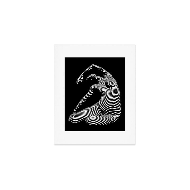0077s-DJA Abstract Photograph of Seated Woman Striped by Light and Shade Art Print