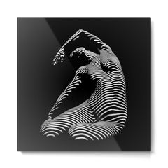 0077s-DJA Abstract Photograph of Seated Woman Striped by Light and Shade Metal Print