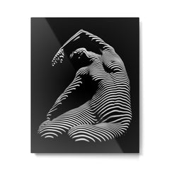 0077s-DJA Abstract Photograph of Seated Woman Striped by Light and Shade Metal Print