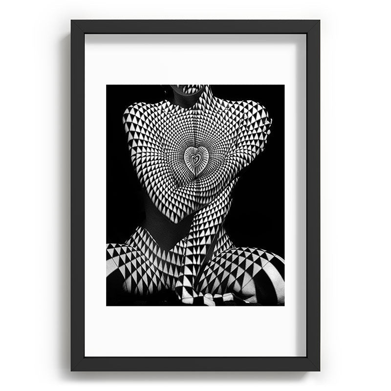 0622-JAL Heart Shape Pattern on Breasts and Nude Body Abstracted by Optical Patten Framed Art Print