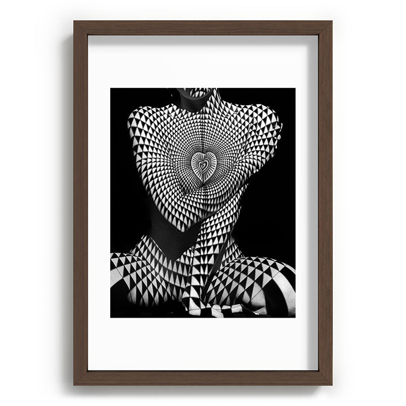 0622-JAL Heart Shape Pattern on Breasts and Nude Body Abstracted by Optical Patten Framed Art Print