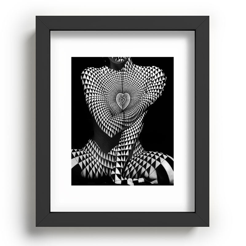 0622-JAL Heart Shape Pattern on Breasts and Nude Body Abstracted by Optical Patten Framed Art Print
