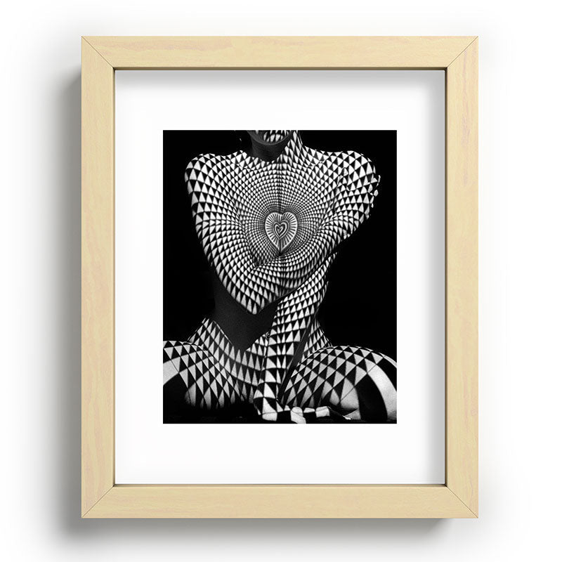 0622-JAL Heart Shape Pattern on Breasts and Nude Body Abstracted by Optical Patten Framed Art Print