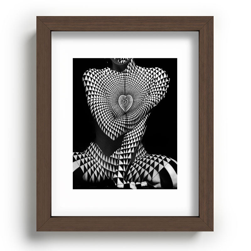 0622-JAL Heart Shape Pattern on Breasts and Nude Body Abstracted by Optical Patten Framed Art Print