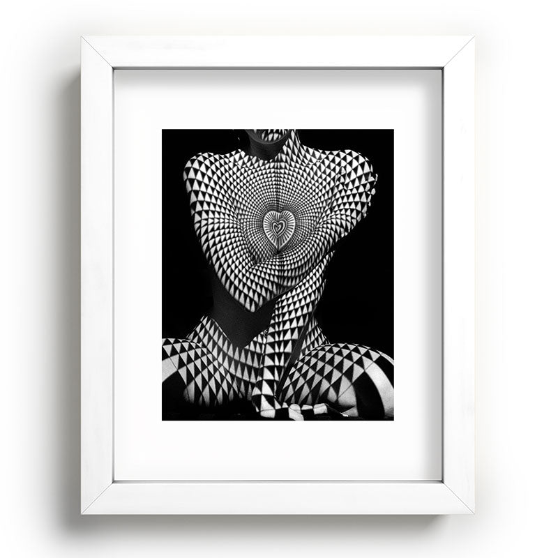 0622-JAL Heart Shape Pattern on Breasts and Nude Body Abstracted by Optical Patten Framed Art Print