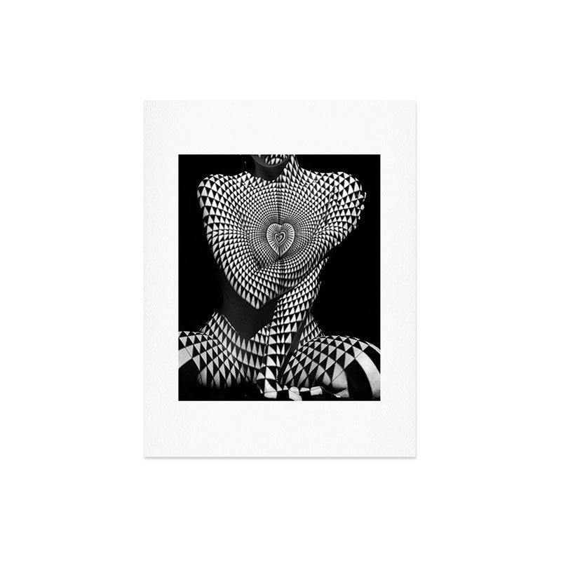 0622-JAL Heart Shape Pattern on Breasts and Nude Body Abstracted by Optical Patten Art Print
