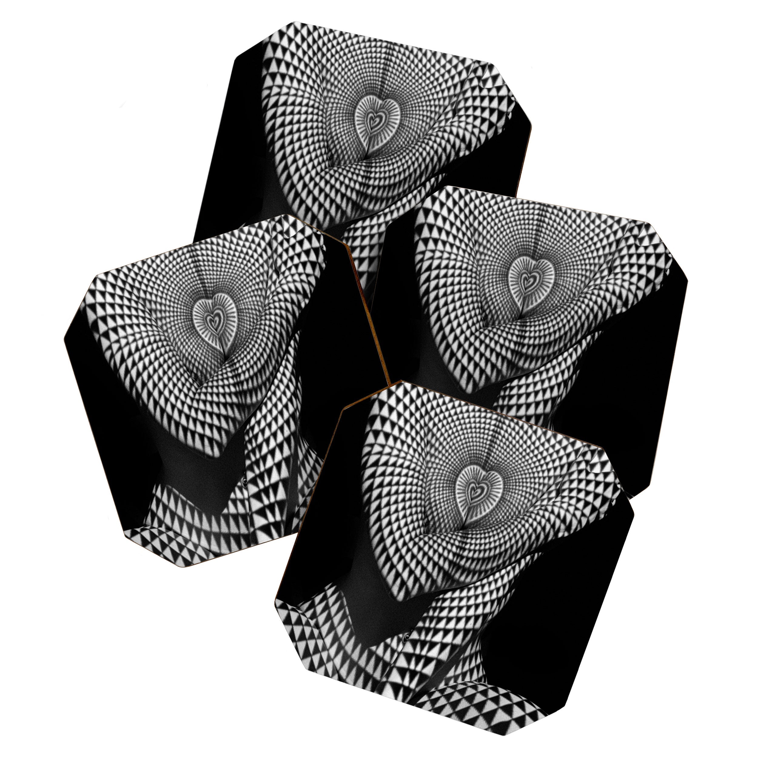 0622-JAL Heart Shape Pattern on Breasts and Nude Body Abstracted by Optical Patten Coaster