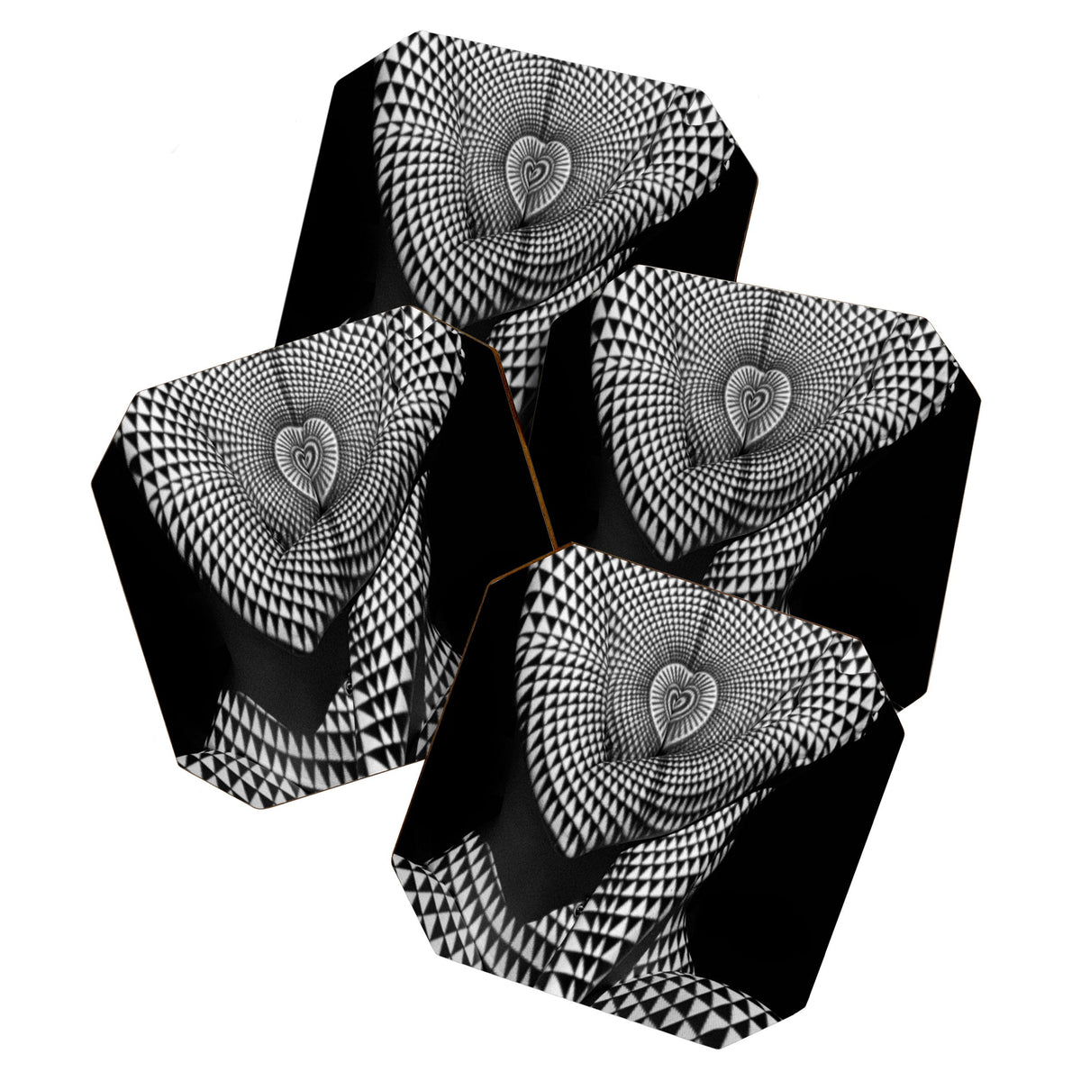 0622-JAL Heart Shape Pattern on Breasts and Nude Body Abstracted by Optical Patten Coaster