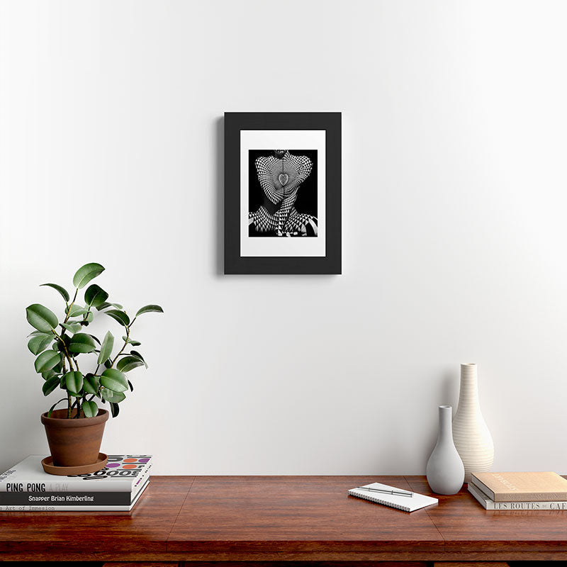 0622-JAL Heart Shape Pattern on Breasts and Nude Body Abstracted by Optical Patten Framed Art Print