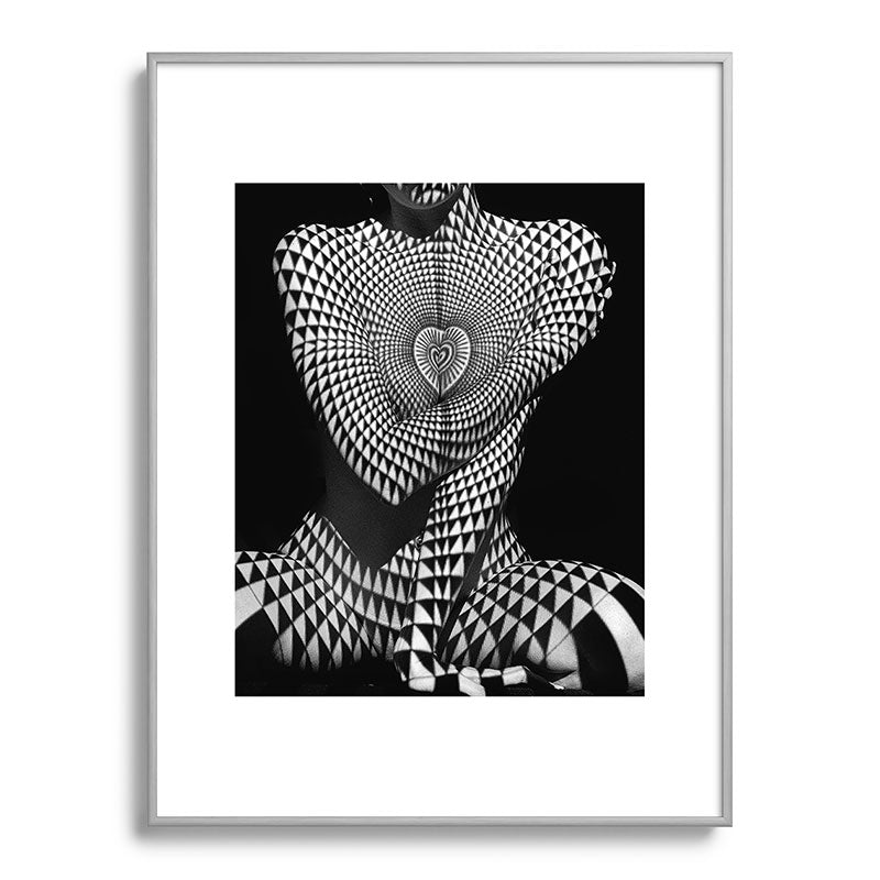 0622-JAL Heart Shape Pattern on Breasts and Nude Body Abstracted by Optical Patten Framed Art Print