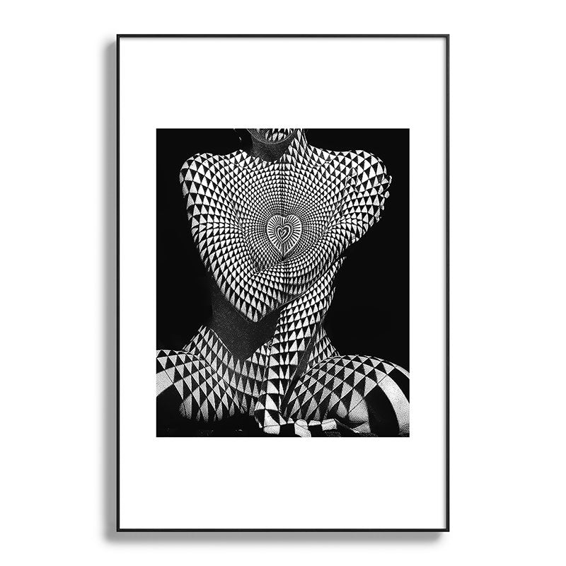 0622-JAL Heart Shape Pattern on Breasts and Nude Body Abstracted by Optical Patten Framed Art Print