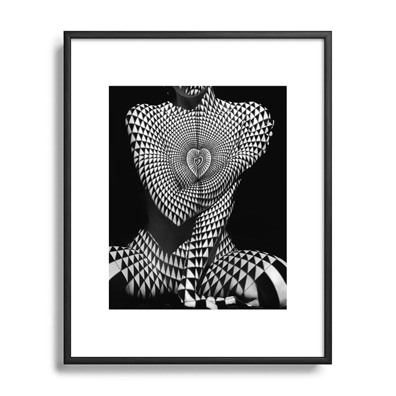 0622-JAL Heart Shape Pattern on Breasts and Nude Body Abstracted by Optical Patten Framed Art Print