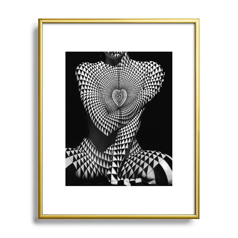 0622-JAL Heart Shape Pattern on Breasts and Nude Body Abstracted by Optical Patten Framed Art Print