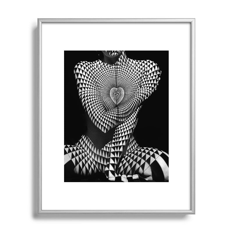 0622-JAL Heart Shape Pattern on Breasts and Nude Body Abstracted by Optical Patten Framed Art Print