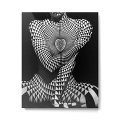 0622-JAL Heart Shape Pattern on Breasts and Nude Body Abstracted by Optical Patten Metal Print