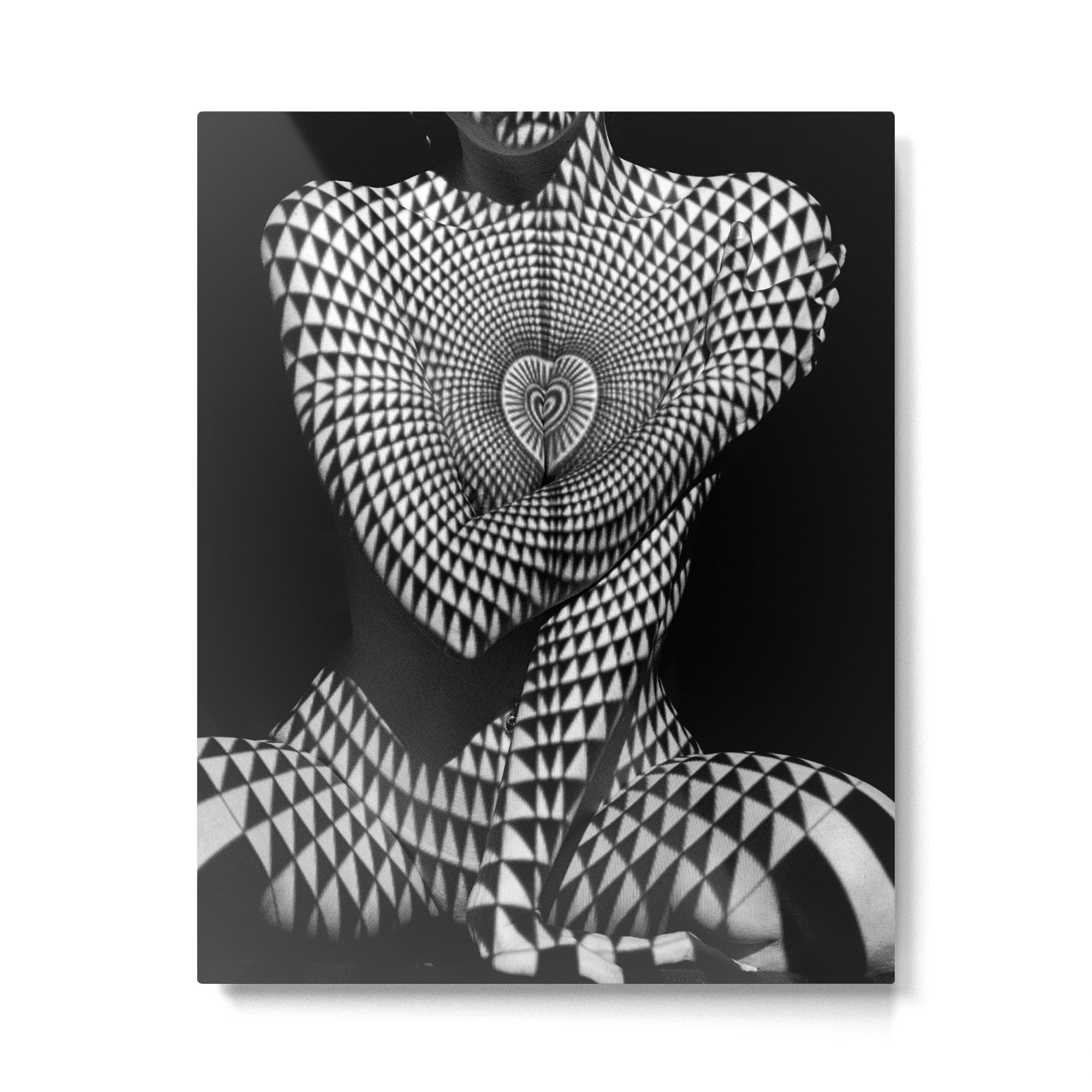 0622-JAL Heart Shape Pattern on Breasts and Nude Body Abstracted by Optical Patten Metal Print