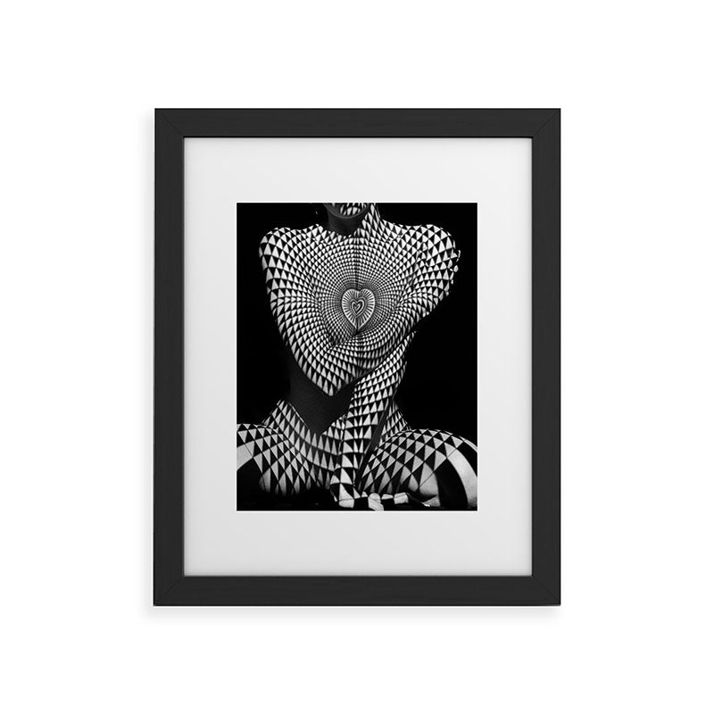 0622-JAL Heart Shape Pattern on Breasts and Nude Body Abstracted by Optical Patten Framed Art Print