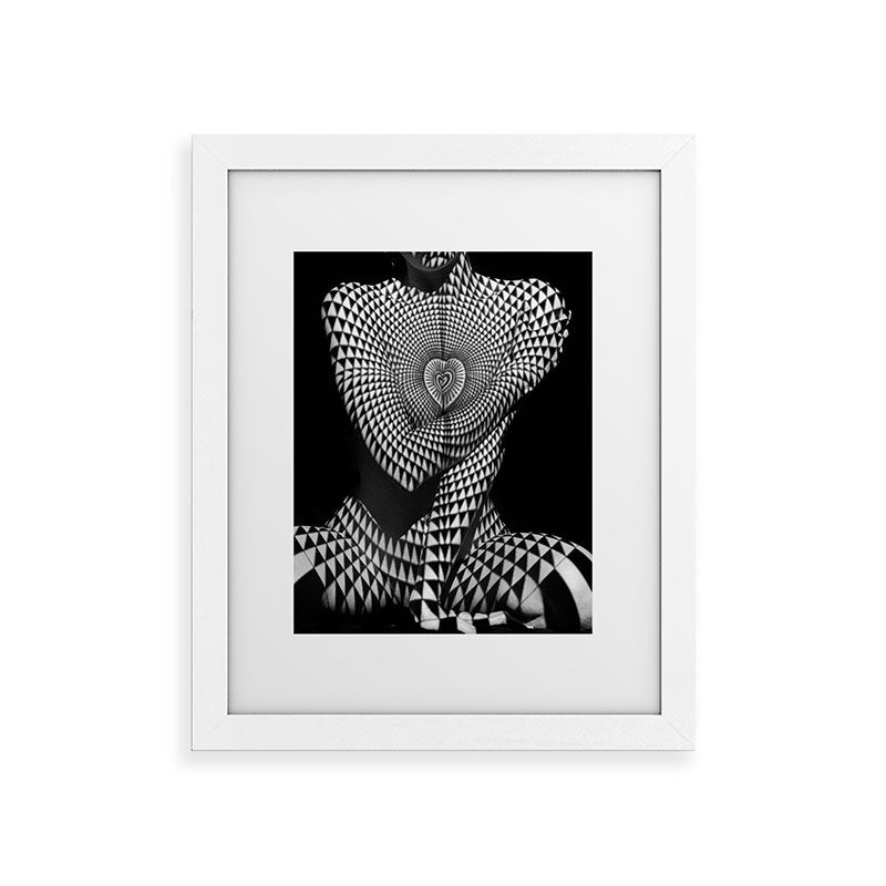 0622-JAL Heart Shape Pattern on Breasts and Nude Body Abstracted by Optical Patten Framed Art Print