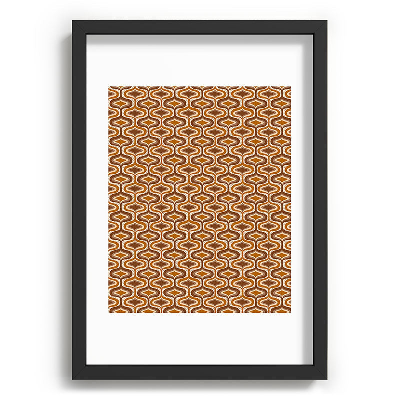 70s mod fabric repeat, orange and browns Framed Art Print