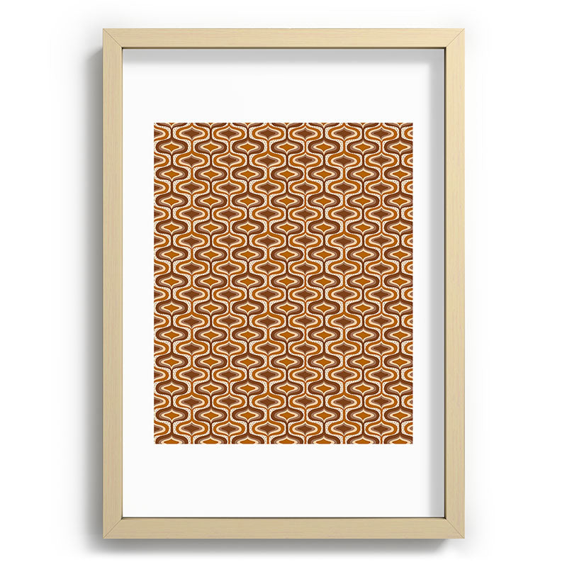 70s mod fabric repeat, orange and browns Framed Art Print